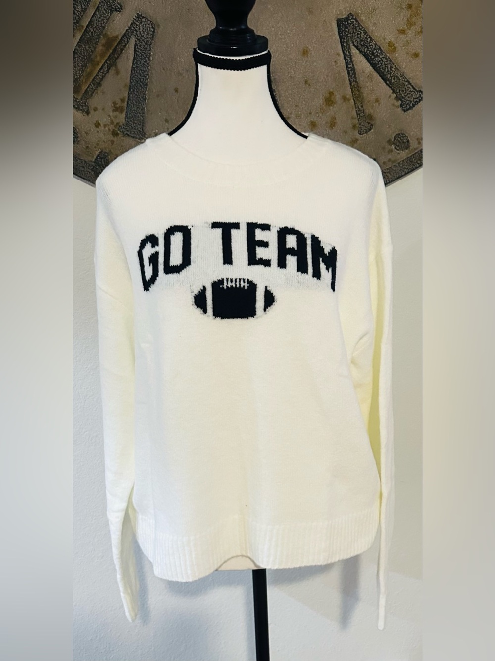 Simply Southern White Crewneck "Go Team" Football Sweater